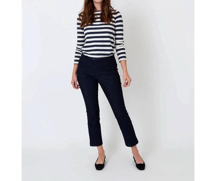 flare pants in indigo stretch denim