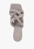 Mina Bis Pearl Grey Leather Woven Heeled Mules