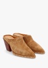 Antwerp Tan Suede Western Stacked Heel Backless Mules