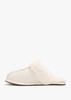 Pale Leather Sheepskin Closed Mule Slippers