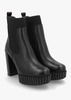 Ablush Black Leather Platform High Heel Ankle Boots