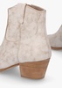 Fame Beige White Leather Western Ankle Boots
