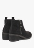 Ackie Black Suede Western Ankle Boots