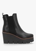 Alpaca Black Leather Wedge Ankle Boots