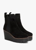Alpaca Black Suede Wedge Ankle Boots