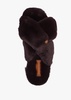 Eliza Brown Cross Over Faux Fur Slippers