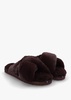Eliza Brown Cross Over Faux Fur Slippers