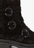 Akita Black Suede Jeweled Biker Boots