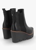 Alpaca Black Leather Wedge Ankle Boots