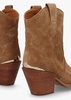 Austin Tan Suede Western Stacked Heel Ankle Boots