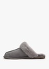 Grey Double-Face Sheepskin Closed Mule Slippers