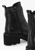 Arose Black Leather Double Buckle Ankle Boots