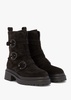 Akita Black Suede Jeweled Biker Boots