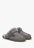 Grey Double-Face Sheepskin Closed Mule Slippers