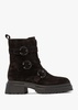 Akita Black Suede Jeweled Biker Boots