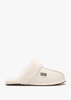Pale Leather Sheepskin Closed Mule Slippers