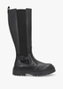Alicia Black Leather Knee High Chelsea Boots