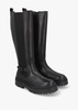 Alicia Black Leather Knee High Chelsea Boots