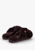 Eliza Brown Cross Over Faux Fur Slippers