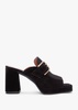 Memphis Black Suede Block Heel Mules
