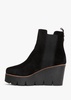 Alpaca Black Suede Wedge Ankle Boots