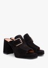 Memphis Black Suede Block Heel Mules