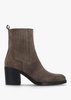 Adios Brown Suede Western Chelsea Mid-Heel Boots