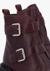 Arose Burgundy Leather Double Buckle Ankle Boots