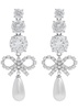 Crystal-embellished bow drop earrings