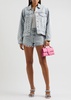 Logo-print bleached denim jacket 