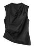 Ruched asymmetric leather top
