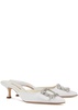 Maysale 50 white satin mules