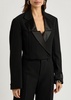Double-breasted cropped wool blazer