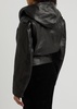 Hooded leather biker jacket