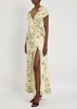 Mara printed linen-blend midi wrap dress