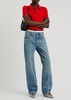 Logo-embroidered cropped wool cardigan