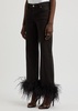 Roxie feather-trimmed straight-leg jeans
