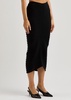 Striped textured-knit midi skirt 