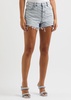 Logo-print distressed denim shorts 