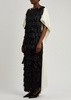 Laser-cut satin and twill gown