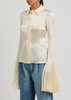 Crinkle-effect satin shirt