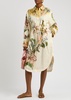 Oleander printed flax midi shirt dress