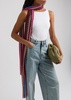 Zigzag-intarsia fine-knit scarf