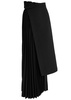 Pleated wrap-effect crepe maxi skirt