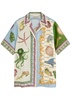 Bath House printed silk-satin shirt