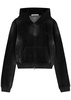 Faded crystal-embellished hooded velour sweatshirt