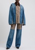 Herringbone tweed-panelled straight-leg jeans 