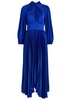 Mahogany pleated satin maxi dress