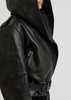 Hooded leather biker jacket