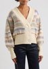 Striped ribbed-knit cardigan